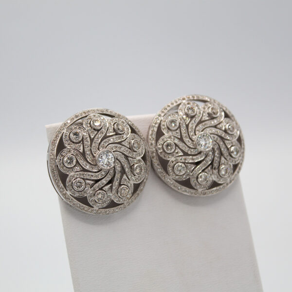 "Encircled Swirls" Vintage Diamond Earrings - Image 3
