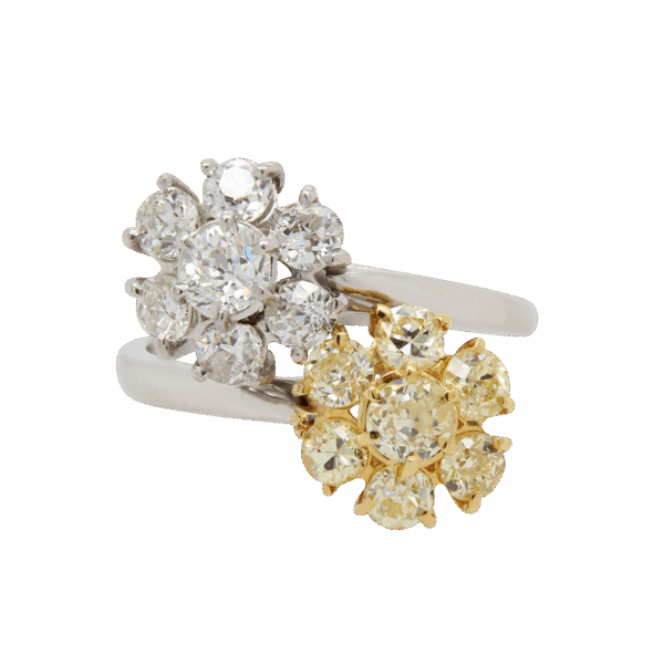 "Twin Blossoms" Antique Diamond Ring