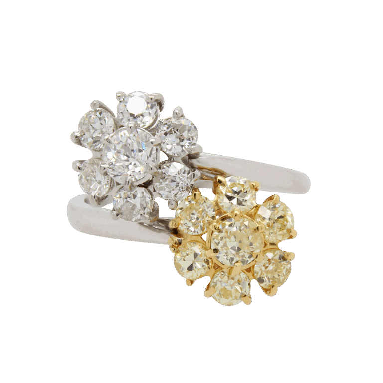 "Twin Blossoms" Antique Diamond Ring