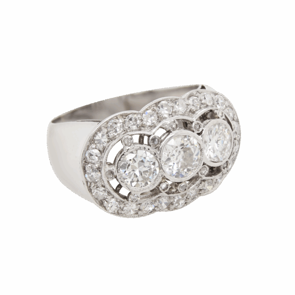 "Trifecta" Antique Diamond Ring