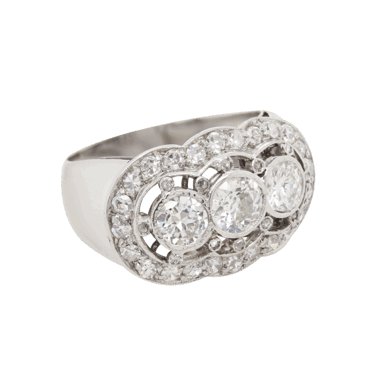 "Trifecta" Antique Diamond Ring