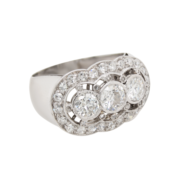 "Trifecta" Antique Diamond Ring