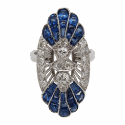 "Peacock" Art Deco Sapphire and Diamond Ring