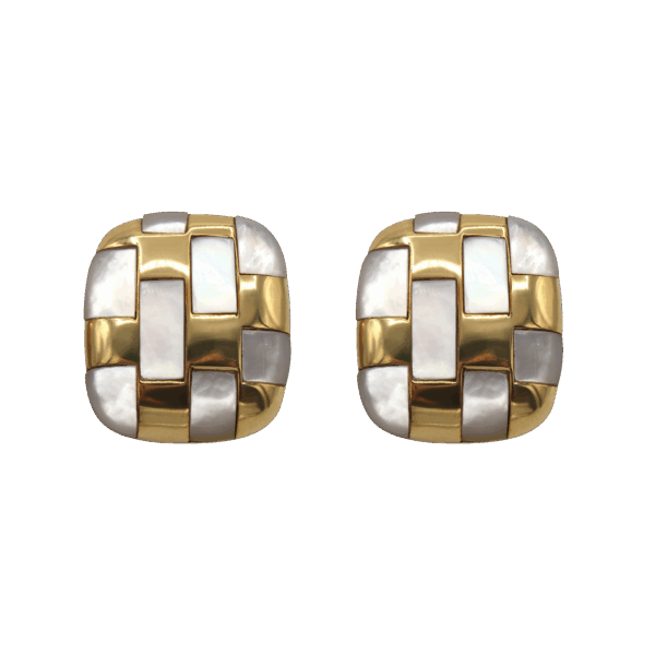"Mother of Pearl Mosaic" Vintage Earrings
