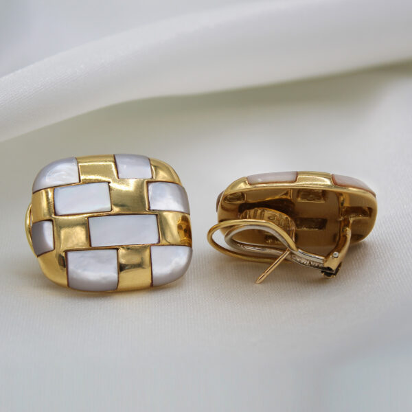 "Mother of Pearl Mosaic" Vintage Earrings - Image 2