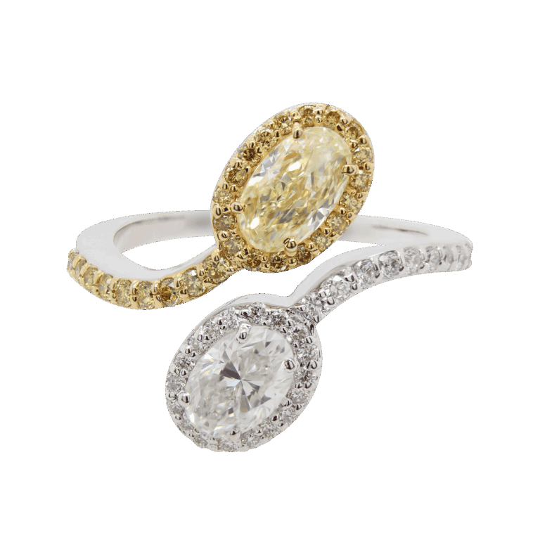 "Lemon Twist" Estate Toi et Moi Diamond Ring