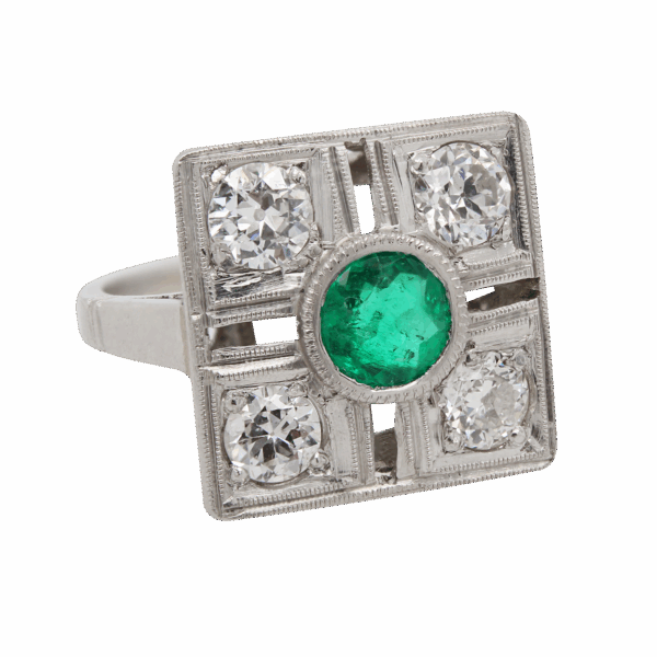 "Love Affair" Art Deco Emerald Ring