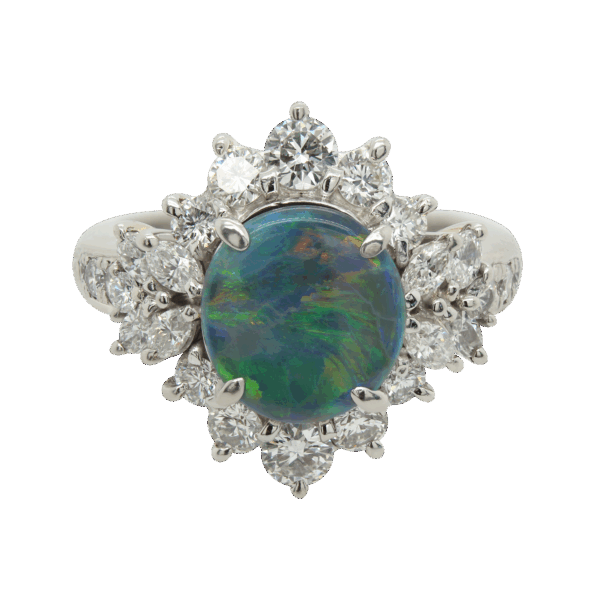 "Cosmic" Vintage Black Opal Ring