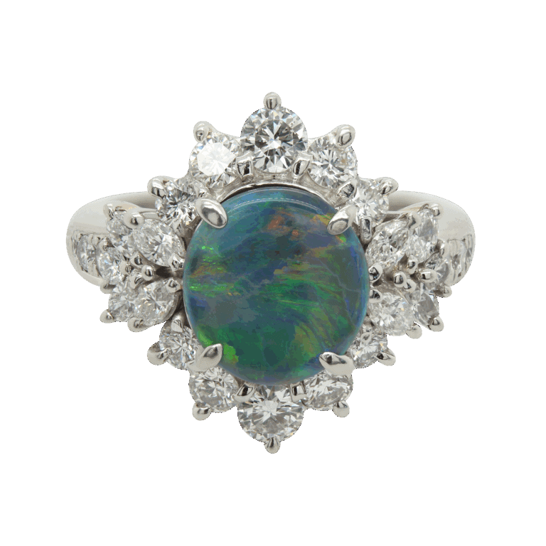 "Cosmic" Vintage Black Opal Ring