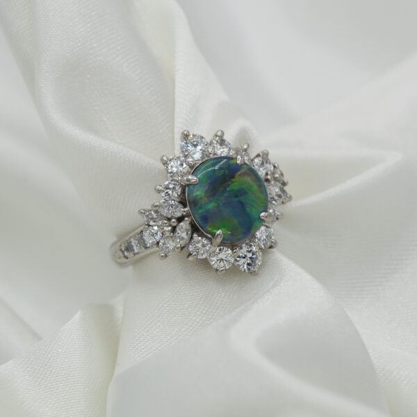 "Cosmic" Vintage Black Opal Ring - Image 2