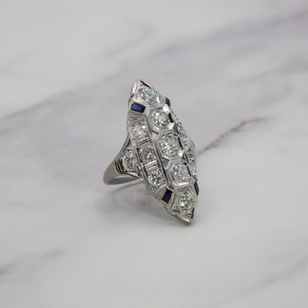"Sapphire Sparkle" Art Deco Diamond Ring - Image 2