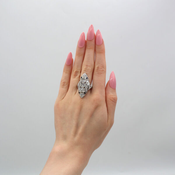 "Sapphire Sparkle" Art Deco Diamond Ring - Image 3