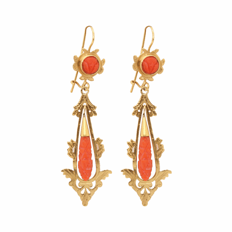 "Roses" Victorian Coral Earrings