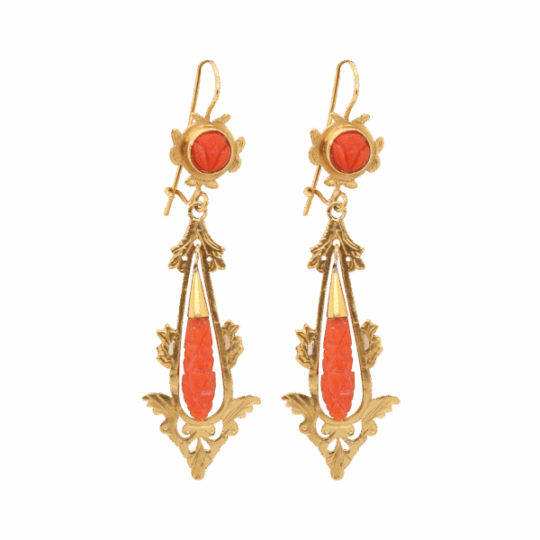 "Roses" Victorian Coral Earrings
