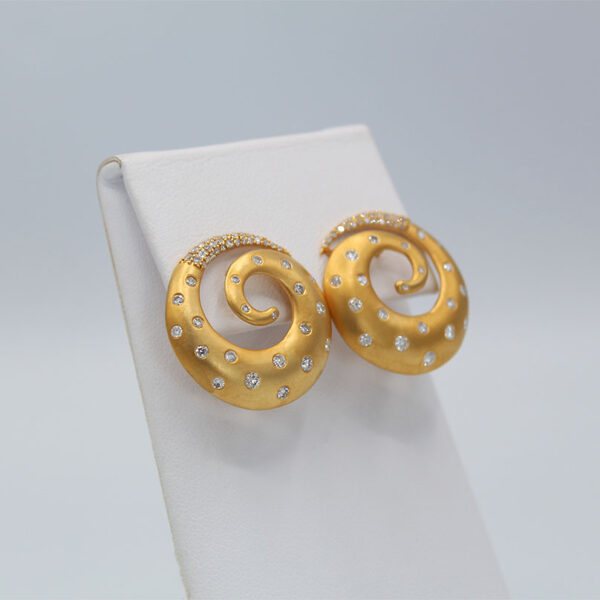 "Whirling" Estate Diamond Earrings - Image 3