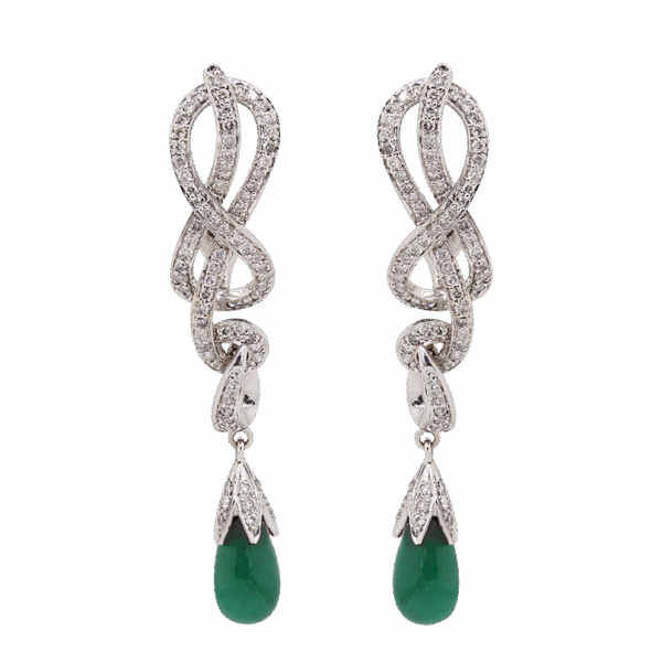 "Cabochon" Vintage Emerald Earrings