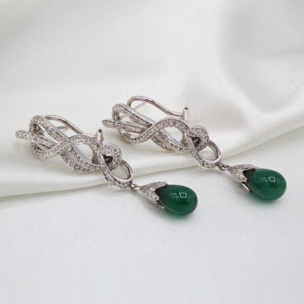 "Cabochon" Vintage Emerald Earrings - Image 2
