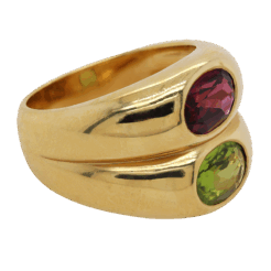 "Watermelon Sorbet" Rubellite and Peridot Ring