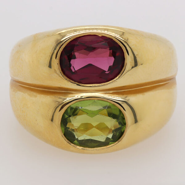 "Watermelon Sorbet" Rubellite and Peridot Ring - Image 4