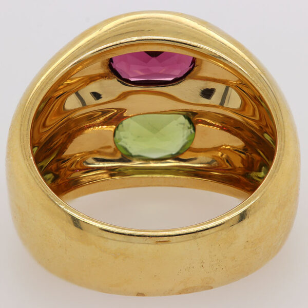 "Watermelon Sorbet" Rubellite and Peridot Ring - Image 3