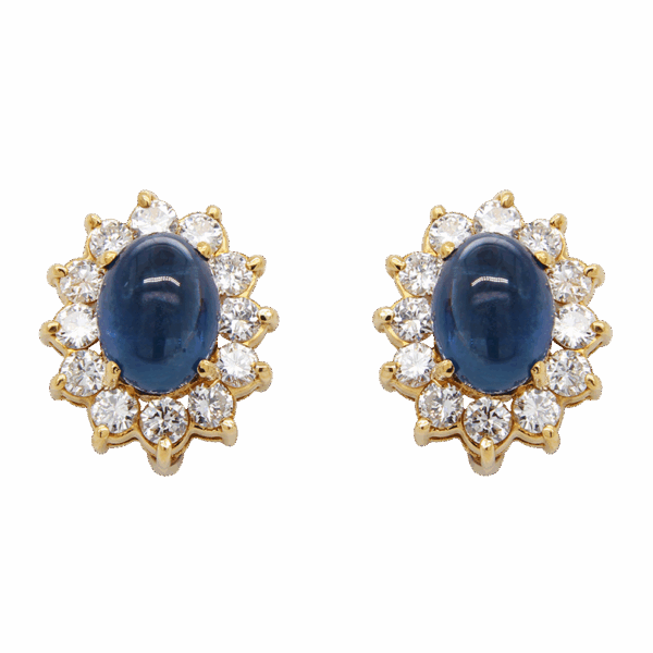 "Sunburst" Sapphire and Diamond Earrings