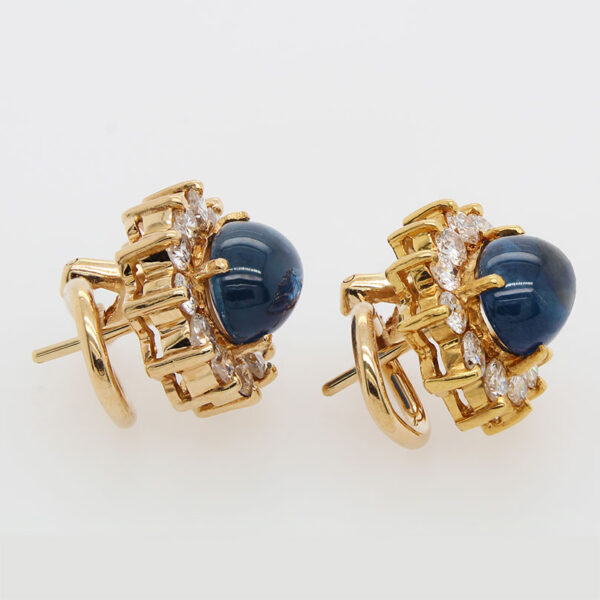 "Sunburst" Sapphire and Diamond Earrings - Image 2