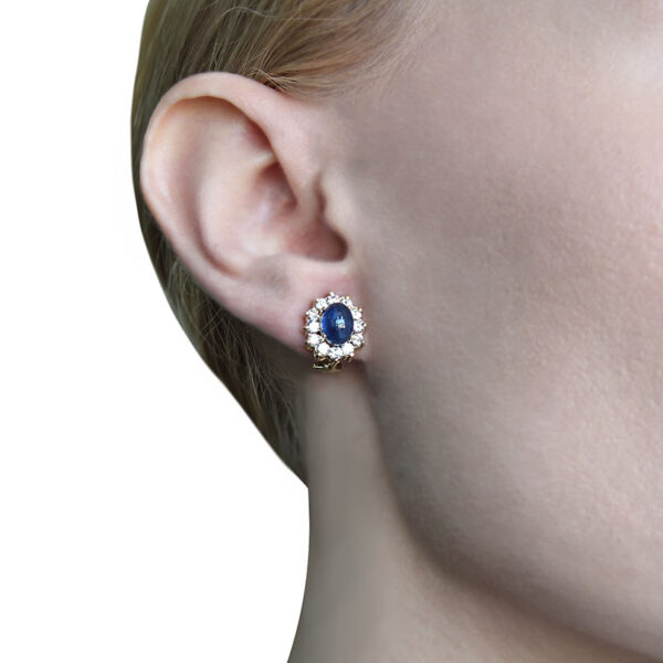 "Sunburst" Sapphire and Diamond Earrings - Image 3