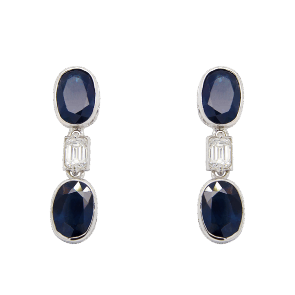 "Vibrancy" Sapphire and Diamond Earrings