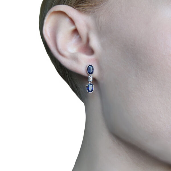 "Vibrancy" Sapphire and Diamond Earrings - Image 3