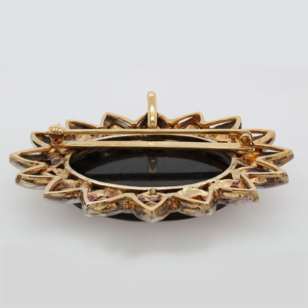 "Discover Treasure" Victorian Micro Mosaic and Diamond Pin - Image 3