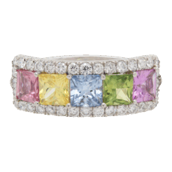 "Rainbow Road" Estate Sapphire Band