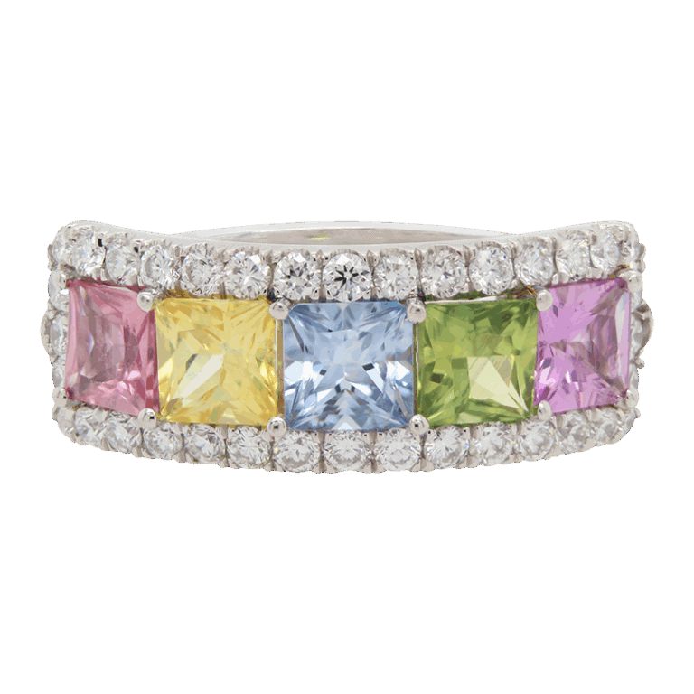 "Rainbow Road" Estate Sapphire Band