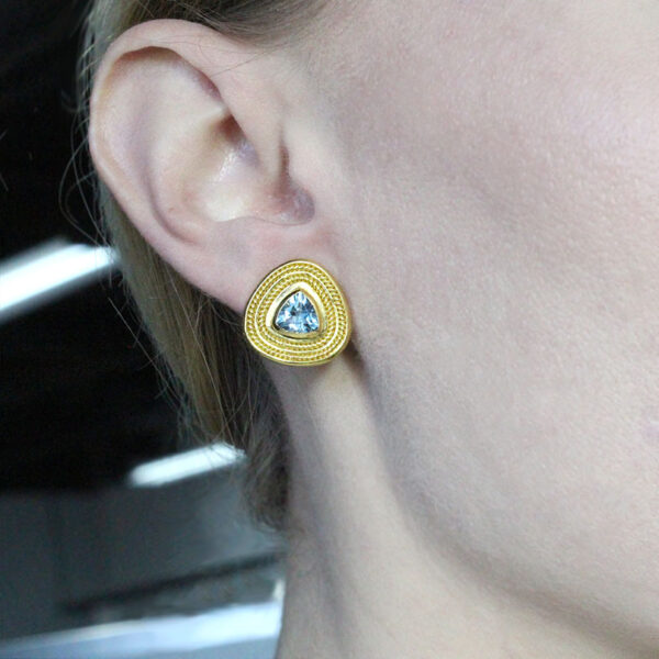 "Swiss Blue" Vintage Blue Topaz Earrings - Image 3