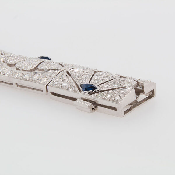 "Stunning Statement" Art Deco Diamond and Sapphire Bracelet - Image 2