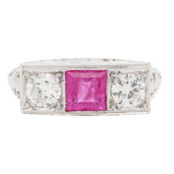 "Pop of Pink" Art Deco Sapphire Ring