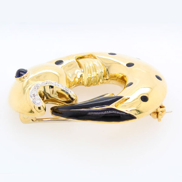 "Curious Koi" Vintage Sapphire and Diamond Pin - Image 3