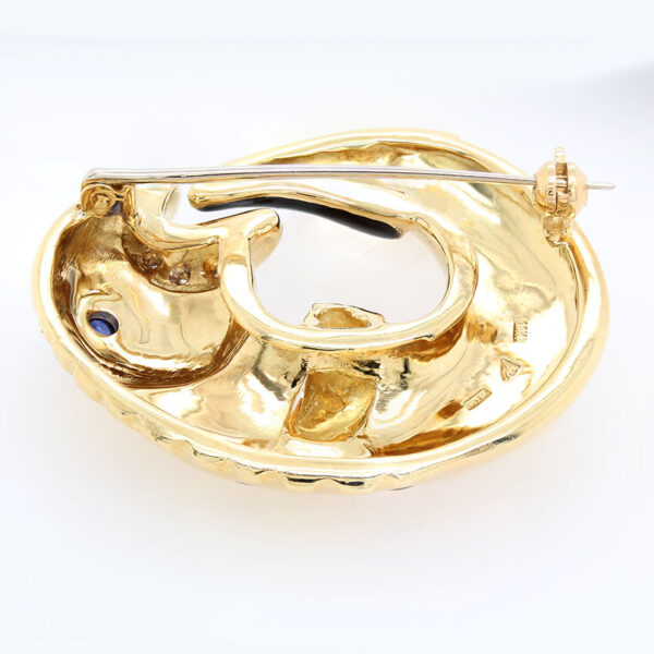 "Curious Koi" Vintage Sapphire and Diamond Pin - Image 2