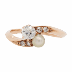 "Lustrous" Antique Pearl and Diamond Ring