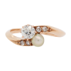 "Lustrous" Antique Pearl and Diamond Ring