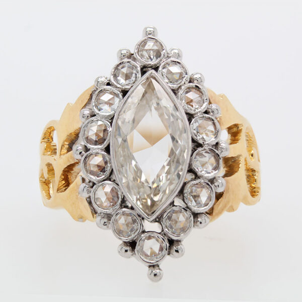 "Silver and Gold" Antique Diamond Ring - Image 2