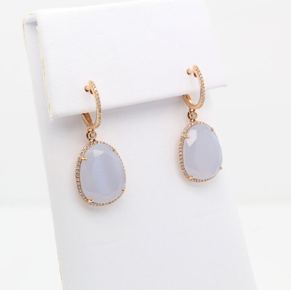 "Violet Pastel" Estate Chalcedony Earrings - Image 2