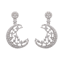 "Crescent Moon" Estate Diamond Earrings