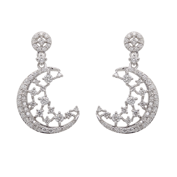 "Crescent Moon" Estate Diamond Earrings