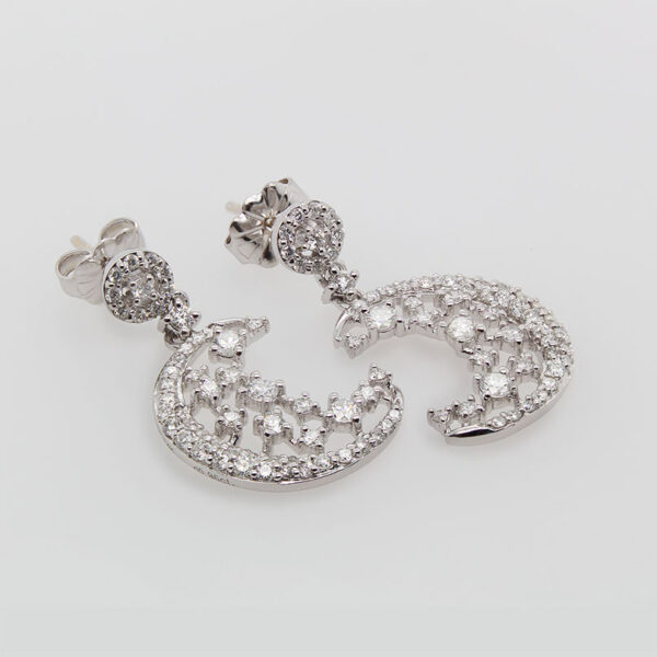 "Crescent Moon" Estate Diamond Earrings - Image 2