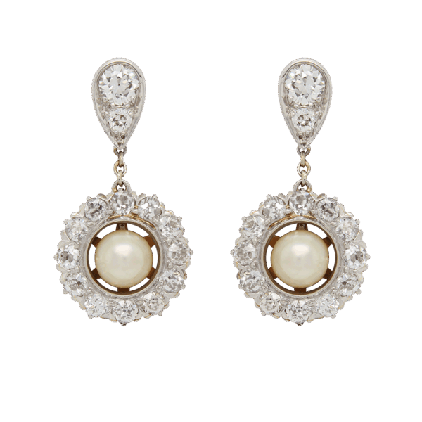 "Precious Pearl" Antique Diamond Earrings