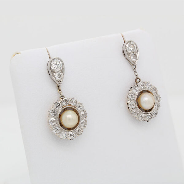 "Precious Pearl" Antique Diamond Earrings - Image 2
