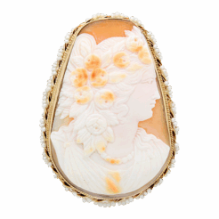 "Peach Portrait" Victorian Shell Cameo