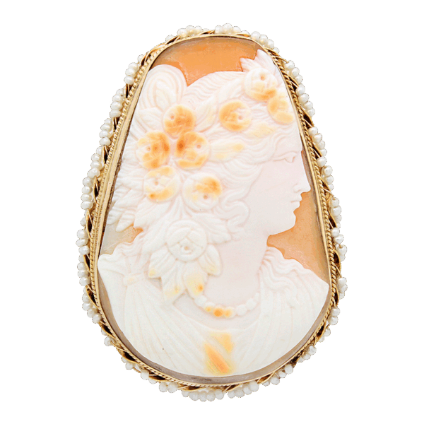 "Peach Portrait" Victorian Shell Cameo
