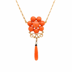 "California Poppy" Vintage Coral Pendant