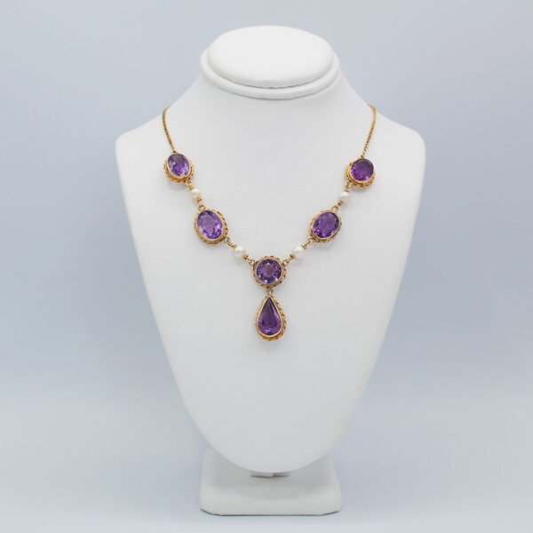 "Pearlescent Plum" Victorian Amethyst Necklace - Image 2